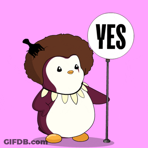 Yes Or No Pudgy Penguin Spinning Sign GIF