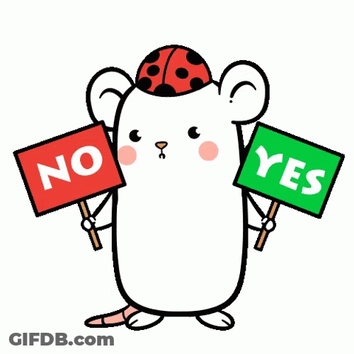 Yes Or No White Mouse Holding Signs GIF