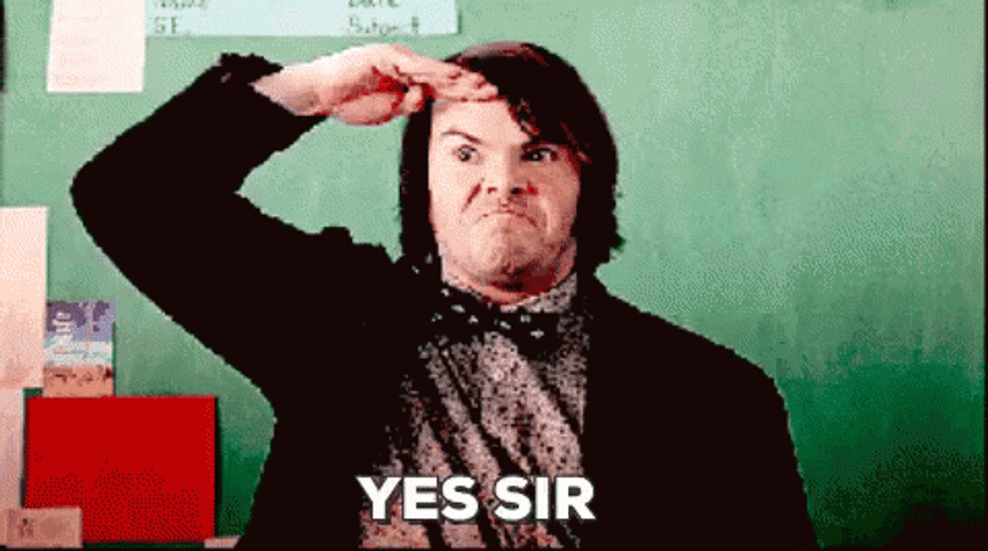 Yes Sir Salute Jack Black GIF