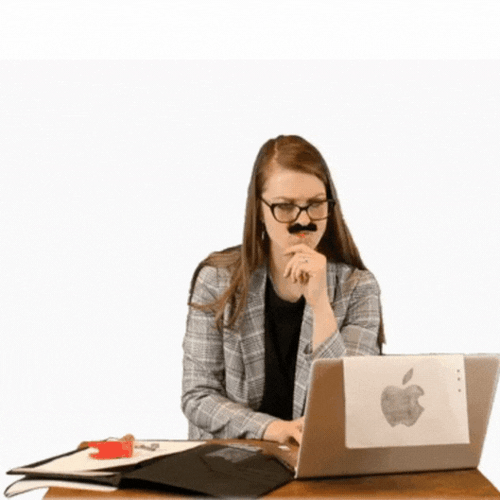 Yesss Frantic Office Lady With Moustache GIF