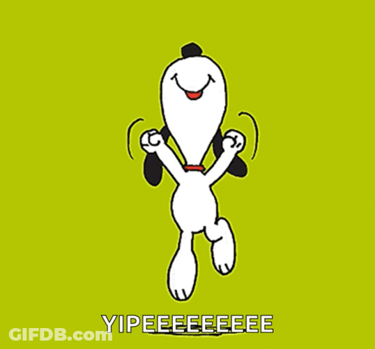 Yipee Snoopy Jumping GIF
