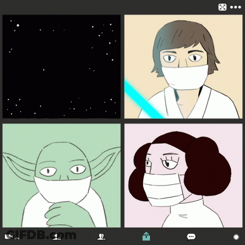Yoda And Leia Wearing Face Masks GIF