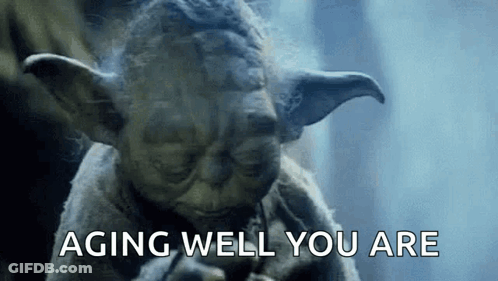Yoda From Star Wars Is Smoking A Cigarette And Says Aging Well You Are . GIF