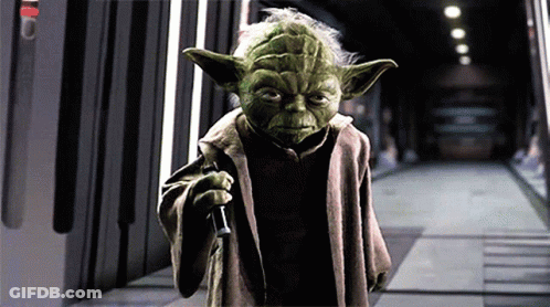 Yoda From Star Wars Is Walking Down A Hallway GIF