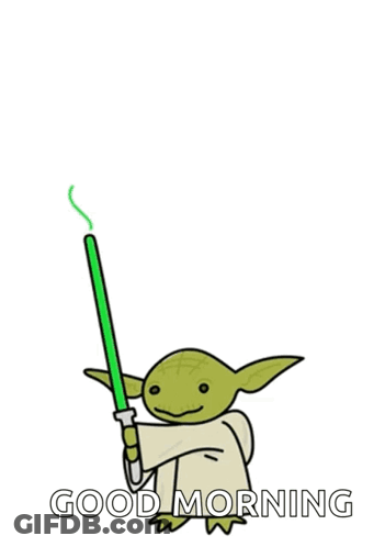 Yoda Holding Green Lightsaber Good Morning GIF