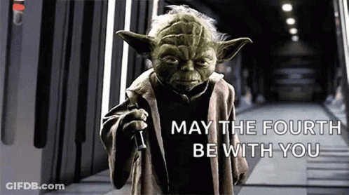 Yoda Holding Lightsaber May The Fourth GIF