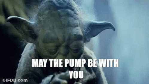 Yoda Is Smoking A Cigarette And Saying `` May The Pump Be With You '' In A Star Wars Movie . GIF