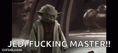 Yoda Standing In Room With Jedi Master Text GIF