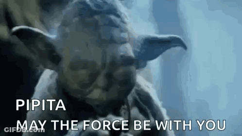 Yoda Statue Holding Sword Saying May The Force Be With You GIF