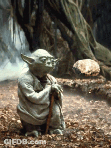 Yoda Statue Sitting With Cane GIF