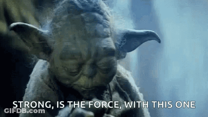 Yoda Statue With Strong Is The Force GIF