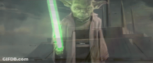 Yoda With Green Lightsaber GIF