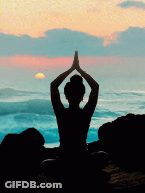 Yoga Zen Sunset Silhouette GIF