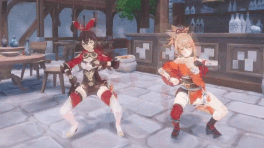 Yoimiya And Amber Dance GIF