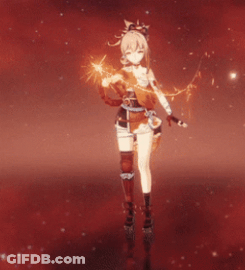 Yoimiya Spinning Firework Idle Animation GIF