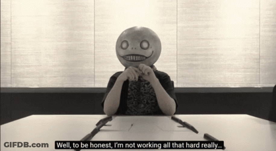 Yoko Taro Working Hard GIF