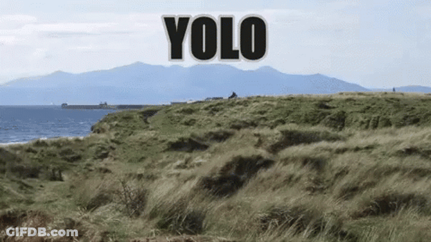 Yolo Man Jumping On Cliff GIF