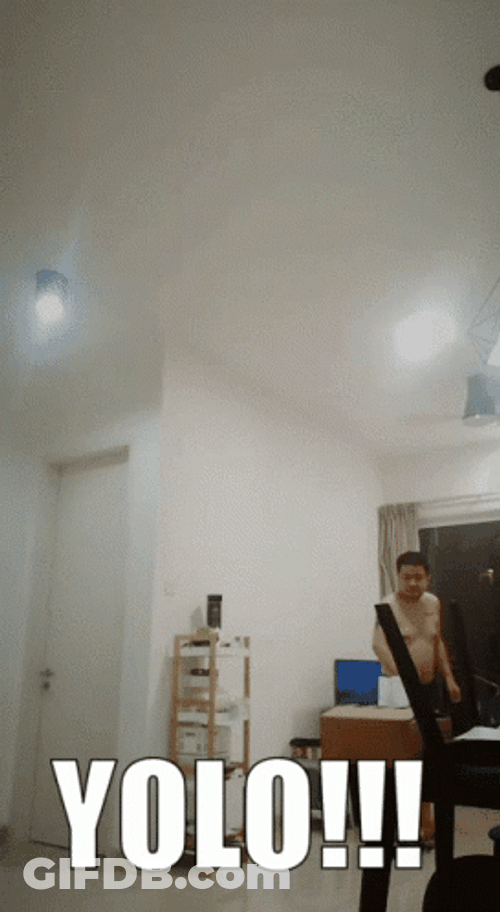 Yolo Man Skateboarding Indoor GIF