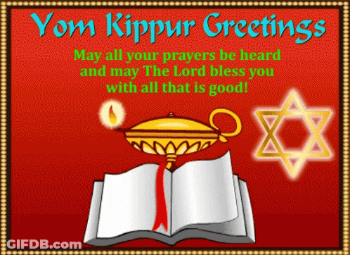 Yom Kippur Greetings Card With Candle And Star Of David GIF