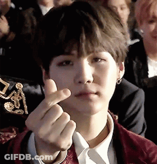 Yoongi Finger Heart Sign GIF