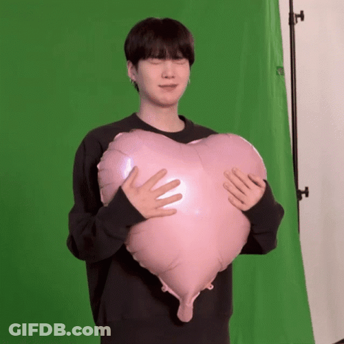 Yoongi Hugging Heart Balloon GIF