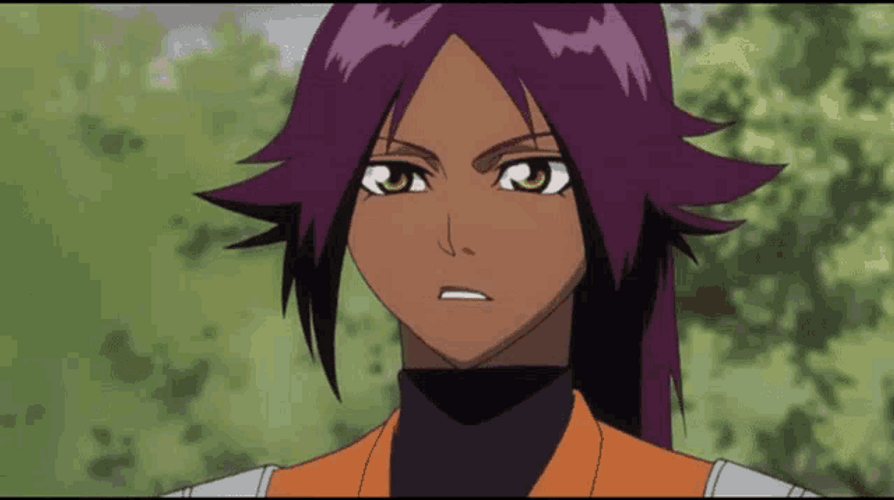 Yoruichi Bleach Anime Smile Relieved Talking GIF