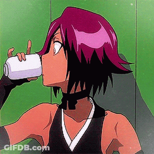 Yoruichi Shihōin Drinking Empty Glass Bleach Anime GIF
