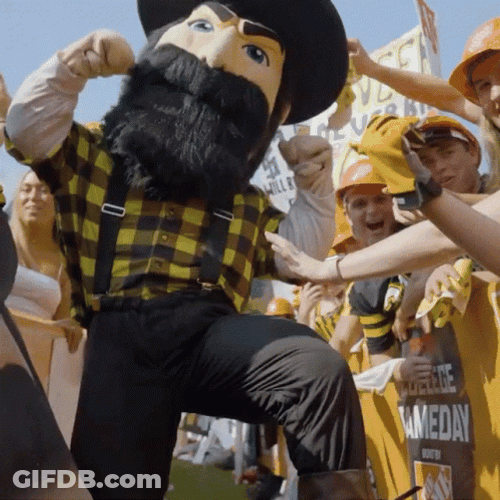 Yosef Mountaineers Mascot Walking Through Crowds GIF