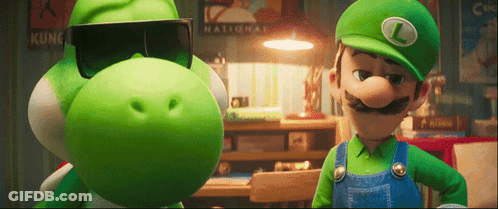 Yoshi And Luigi Standing Next To National Kung Fu Poster GIF