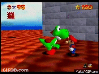 Yoshi And Mario In Video Game GIF