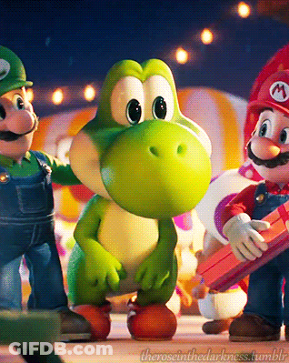 Yoshi And Mario Standing Together GIF
