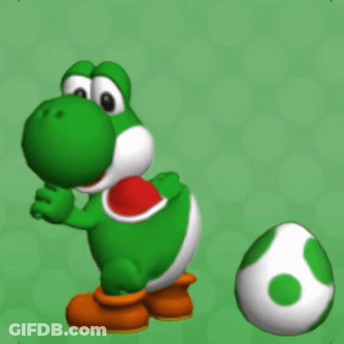 Yoshi Beside Green Egg GIF