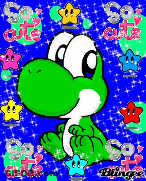 Yoshi In Colorful Blue Background GIF