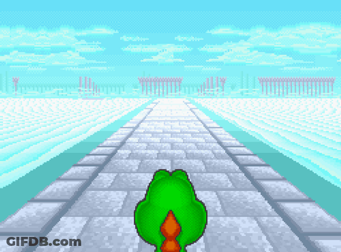 Yoshi Walking On A Road GIF