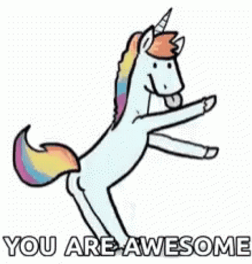 You Are Awesome Pink Fluffy Unicorns Dancing On Rainbows GIF