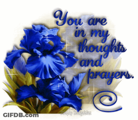 You Are In My Thoughts And Prayers Sparkling Blue Flower GIF