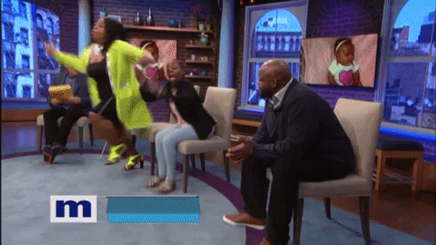 You Are Not The Father Woman In Neon Green Runs Towards The Audience GIF