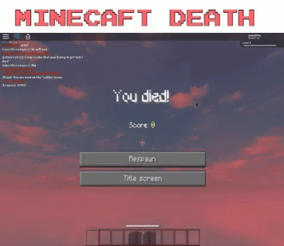 You Died Minecraft Death Screen GIF