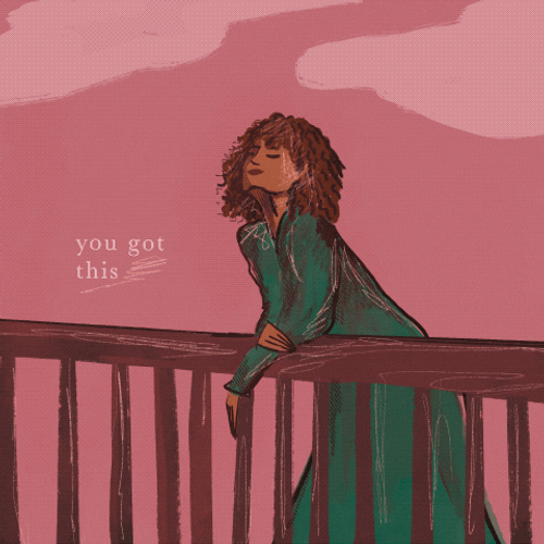 You Got This Woman On Railing GIF