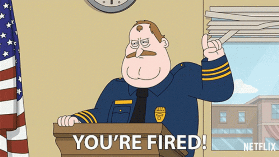 You're Fired Randall Crawford Paradise P.D. GIF