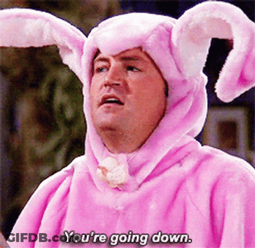 You're Going Down Matthew Perry Bunny Suit GIF