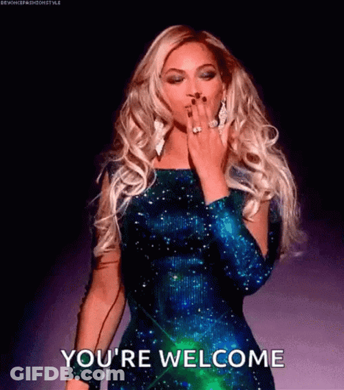 You're Welcome Beyonce Kiss GIF