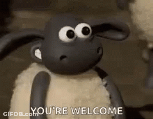 You're Welcome Clay Sheep GIF