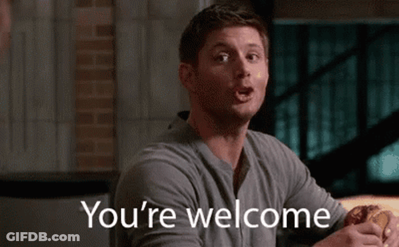 You're Welcome Jensen Ackles GIF