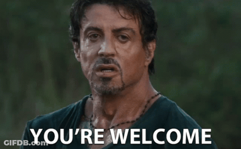 You're Welcome Sylvester Stallone GIF