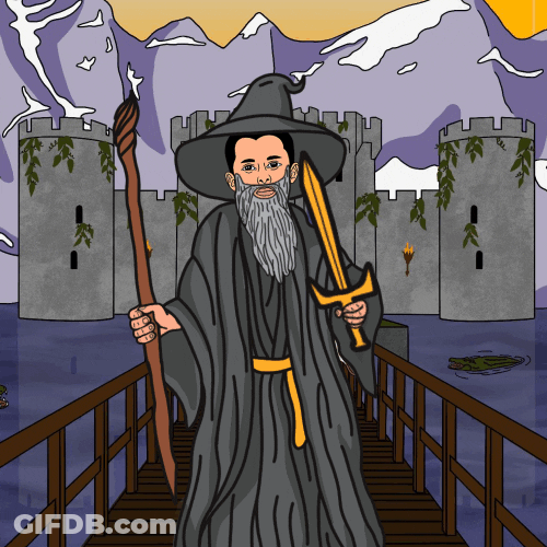 You Shall Not Pass Gandalf Cartoon Wizard GIF