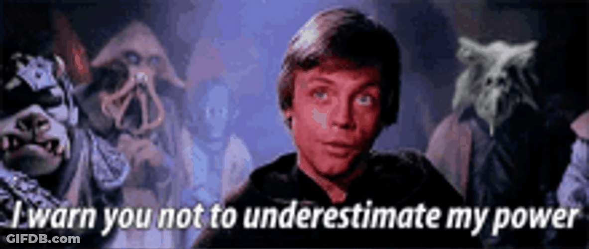 You Underestimate My Power Luke Skywalker Star Wars GIF