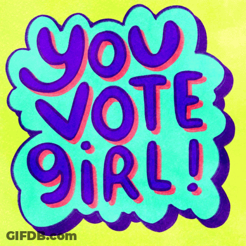 You Vote Girl Sticker On Yellow Background GIF