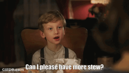 Young Boy Asking Can I Please Have More Stew GIF