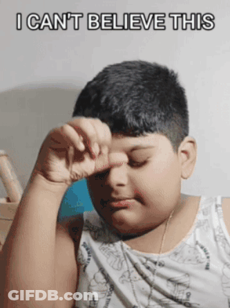 Young Boy Covering Eyes Saying I Can't Believe This GIF